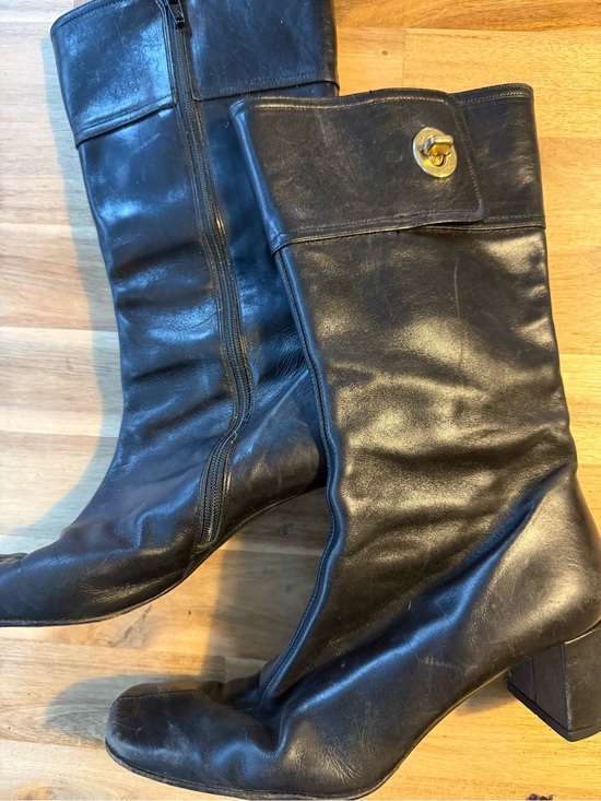 Coach Shoes - Vintage Coach Black Leather Mid-Calf Boots with Turnlock